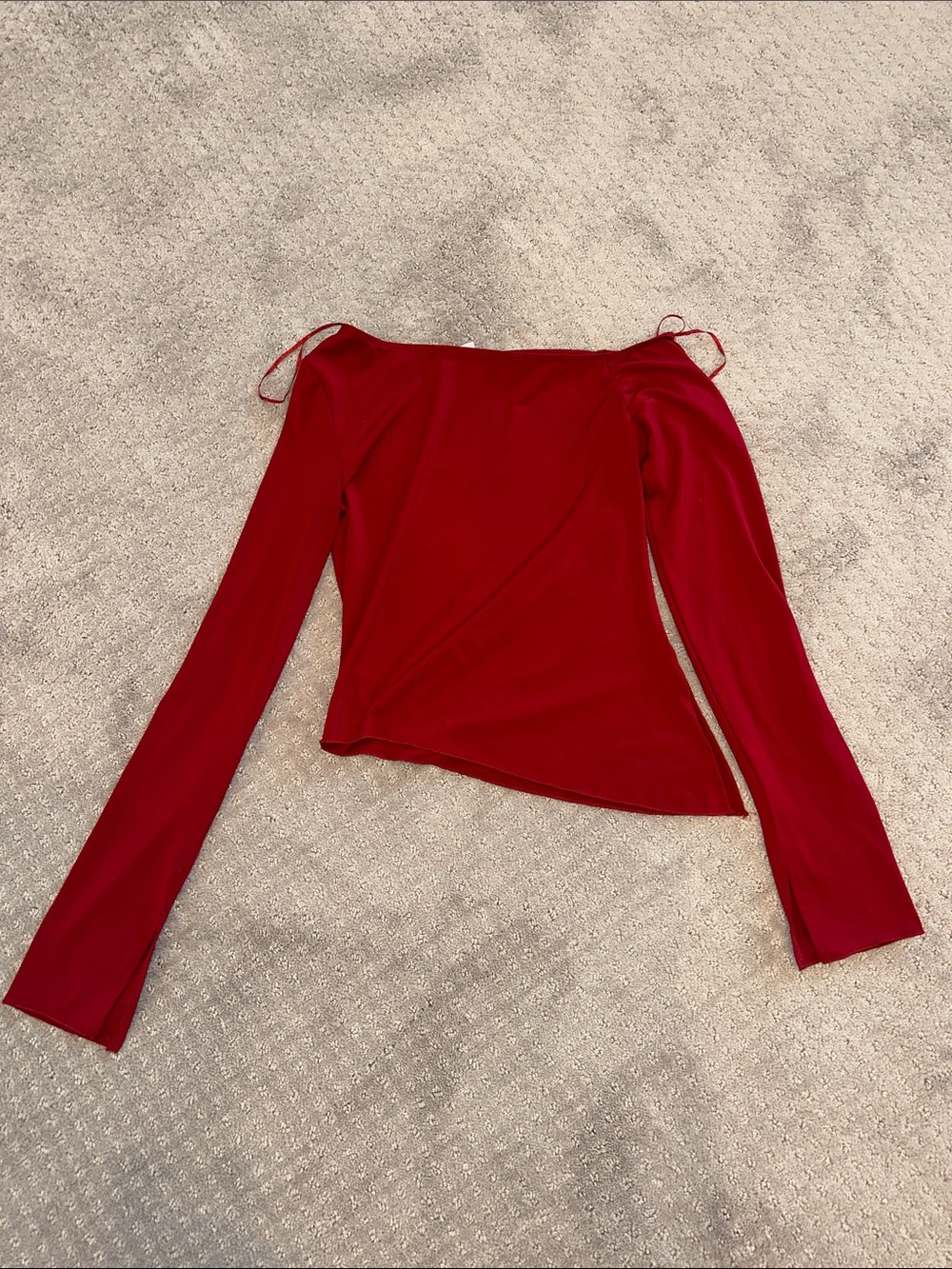 Garage Red Long Sleeve Off-Shoulder Top